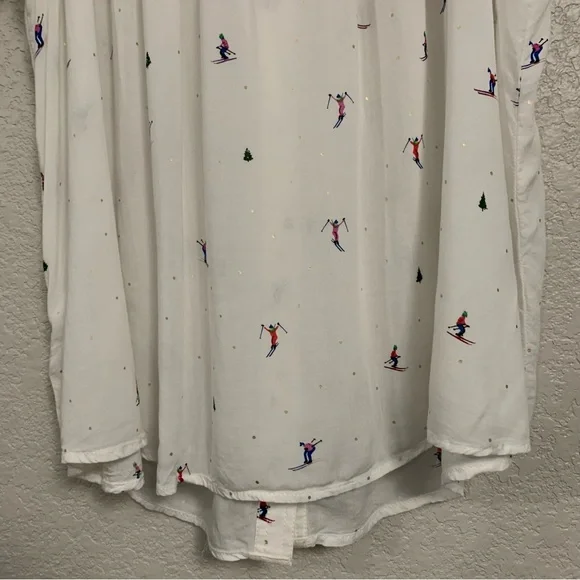 32 of 52 Conversations Anthropologie Blouse Top Womens 16 Skier Novelty Print - Picture 14 of 16